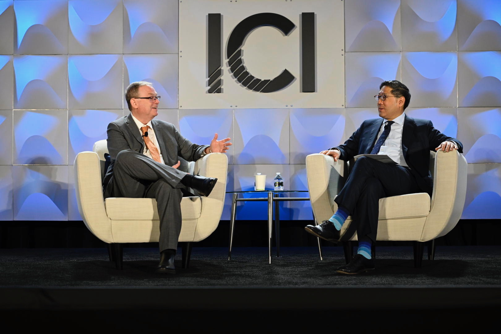 Kevin Hassatt and Eric J. Pan in a fireside chat at ICI Leadership Summit